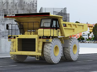 Yellow Chevron 773D Heavy Duty Dump Truck With Large Tires For Construction 3d model