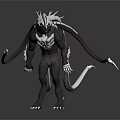 Sci-Fi Creature Character Design With Spikes Tentacles Sharp Blades And Dark Metallic Texture 3d model