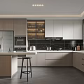 Modern Kitchen Interior Design With Island Counter Cabinets Appliances And Lighting