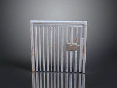 Architectural Stone Screen With Vertical Slats And Central Metal Latch Design 3d model