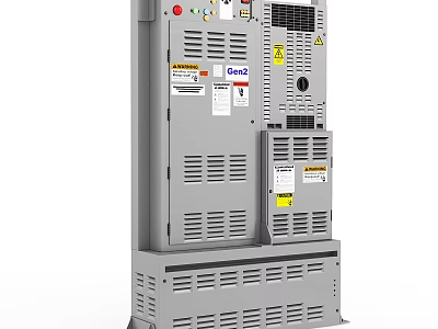 Industrial Control Cabinet With Control Panel Buttons Indicator Lights And Ventilation Slots 3d model