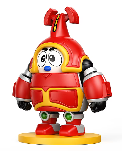 Red Armored Robot Doll With Big Eyes And Blue Nose 3d model Red Armored Robot Doll With Big Eyes And Blue Nose 3d model