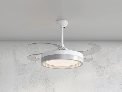 White Ceiling Mounted Air Cooling Fan With Built In Light And Modern Design 3d model