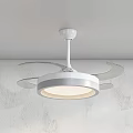 White Ceiling Mounted Air Cooling Fan With Built In Light And Modern Design