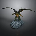 Mythical Winged Dragon Figurine Standing On Rock Base With Detailed Design
