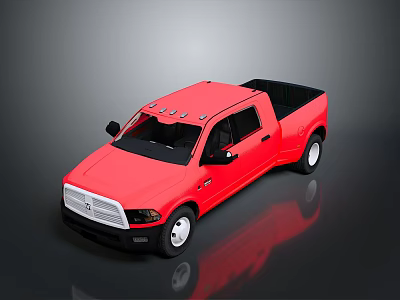 Red Pickup Truck with Modern Design Black Roof Cargo Bed and White Wheels 3d model