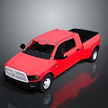 Red Pickup Truck with Modern Design Black Roof Cargo Bed and White Wheels