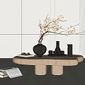 Quiet Ancient Tea Table Dried Flower Bonsai Set Table 3d model