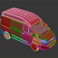 Red Cargo Van With Black Trim Tinted Windows And Silver Wheels 3d model