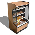 Commercial Refrigerated Display Cabinet With Wooden Frame Glass Door And Pastry Dessert Shelves