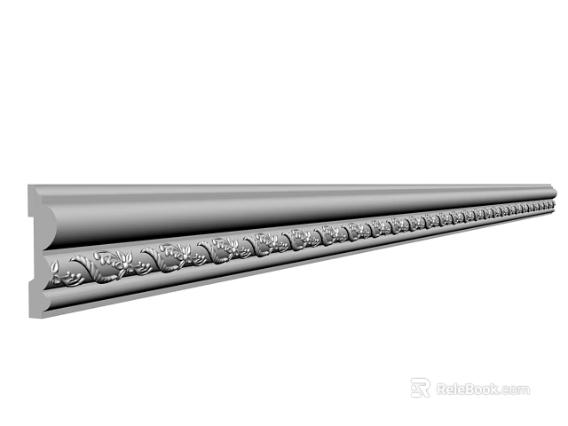 Intricate Gypsum Decorative Molding With Embossed Floral Patterns For Interior Wall Ceiling Trim 3d model 