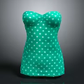 Stylish Green Strapless Dress With White Polka Dots For Women