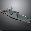 Patrol Boat P42 Gray Hull Red Bottom With Deck Equipment And Antennas