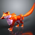 Orange Fantasy Fox Character 3D Model With Mechanical Armor Blue Eyes And Long Tail