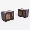 Two Vintage Dark Brown Retro Radios With Classic Speaker Grilles And Control Knobs 3d model