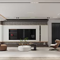 Modern Living Room Interior Design With White Sofa Brown Chair And Green Plants