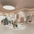Elegant Modern Clothing Store Interior With Mannequins Clothes On Hangers And Decorative Plants