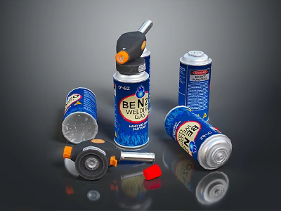 BENZ VELOX Self Defense Weapon With Spray Cans Black Orange Device And Red Components 3d model
