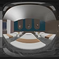 Modern SPA Sauna Room With Comfortable Beds Large Screen TV And Green Wall