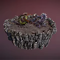 Giant Scorpion Like Creatures Confronting On Rocky Terrain With Colorful Spiked Bodies And Glowing Parts 3d model