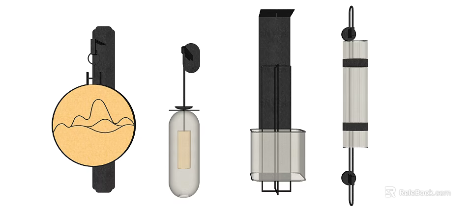 Modern Wall Lamps With Diverse Geometric Shapes And Glass Metal Designs 3d model 
