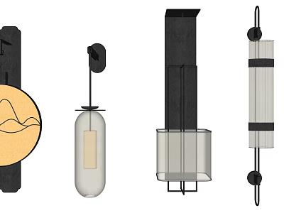 Modern Wall Lamps With Diverse Geometric Shapes And Glass Metal Designs 3d model