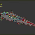 Futuristic Sci Fi Spaceship Design With Streamlined Grey Red Body And Thruster Components