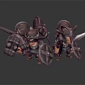 Fantasy Dwarf Warriors Group With Medieval Armor Shields And Weapons 3d model
