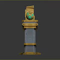 Ornate Archway Decoration with Golden Frame Diamond Gem Side Pillars and Spherical Green Gem Tops