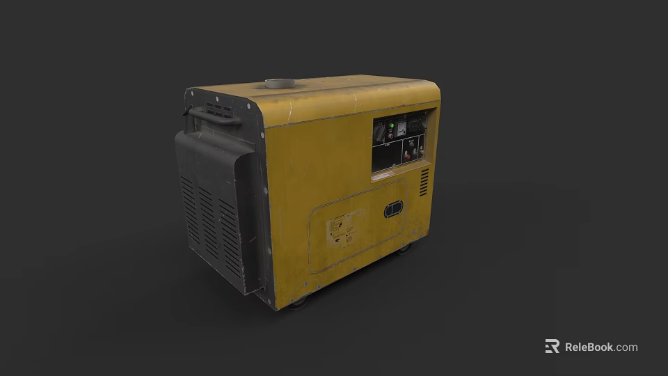 Yellow Portable Industrial Generator Equipment With Control Panel And Cooling Vents 3d model 