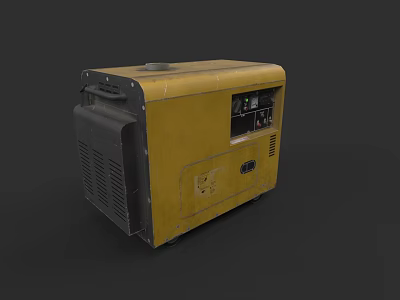 Yellow Portable Industrial Generator Equipment With Control Panel And Cooling Vents 3d model