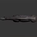 Unique Prehistoric Animal Model With Textured Skin Standing On Gray Background