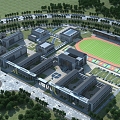 New Chinese School School Bird's Eye View 3d model