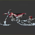 Red And White Sporty Snowmobile With Tracks And Skis For Snowy Terrain