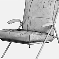 Brown Leather Single Sofa with Wooden Armrests and Black Metal Frame