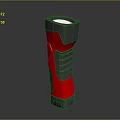 Red and Gray Portable Flashlight with Ergonomic Textured Grip for Everyday Use 3d model