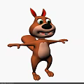 Cute Orange Cartoon Squirrel 3D Model With Outstretched Hands And Big Tail In Standing Pose