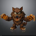 Cartoon Wolf Character With Brown Fur Pointed Ears Fierce Expression And Outstretched Claws