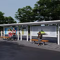 Modern Platform Simple Bus Station 3d model