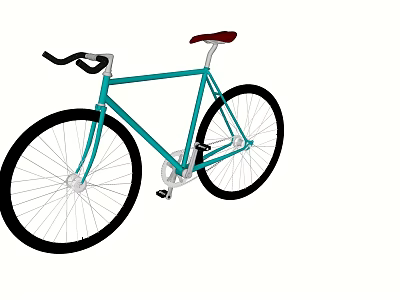 Teal Bicycle With Red Seat Black Handlebars And Black Tires Design 3d model