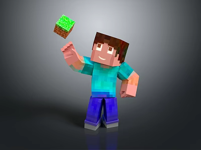 Commercial Equipment Featuring Pixel Character Holding Green Block Design 3d model