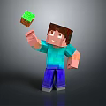 Commercial Equipment Featuring Pixel Character Holding Green Block Design