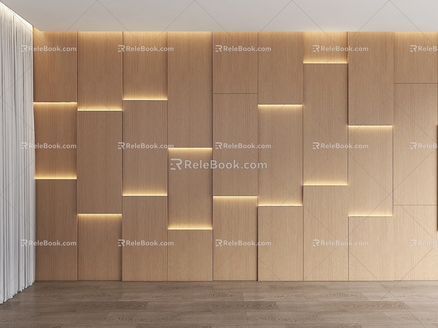 Modern solid wood background wall solid wood wall panel background living room sofa background TV background wall stereoscopic geometric background wall wood veneer light belt background wall wood veneer 3d model