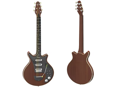 Wooden Acoustic Guitar Front And Back View With Strings And Neck Design 3d model