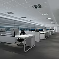 Modern Public Office Space With White Desks Black Office Chairs Mac Monitors And Glass Windows