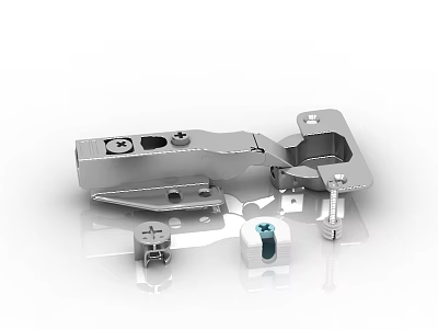 Stainless Steel Cabinet Hinge Hardware With Mounting Screws And Installation Accessories 3d model