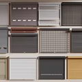 Assorted Roller Shutters In Various Colors With Different Patterns And Textures 3d model