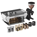 La Marzocco Coffee Machine With Grinder Bean Bags And Storage Containers In Kitchen