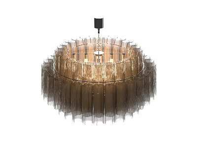 Elegant Modern Chandelier With Multi Layer Golden Strips And Circular Framed Design 3d model