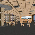 Modern Library Reading Room Bookstore Leisure Book Bar Leisure Table and Chair Bookcase Bookshelf Reading Table and Chair 3d model